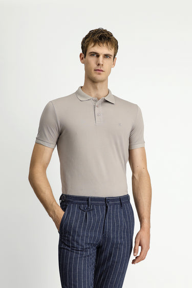  Orta Vizon Slim Fit Dar Kesim Nakışlı Pamuklu Polo Yaka Tişört