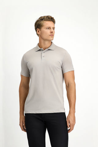  Orta Gri Slim Fit Dar Kesim Nak??l? Pamuklu Polo Yaka Ti?ört-Ki??l?