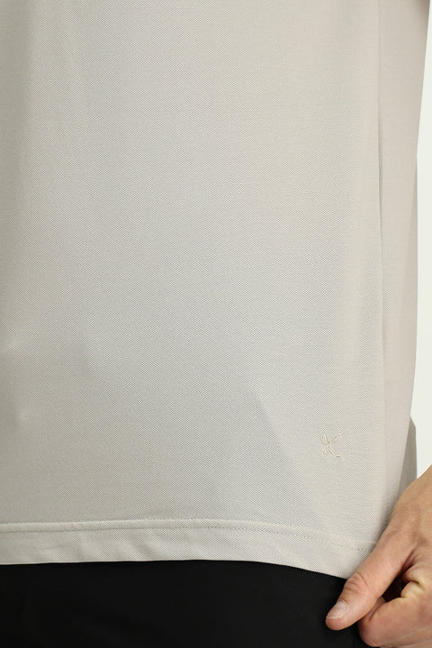 Orta Gri Slim Fit Dar Kesim Nakışlı Pamuklu Polo Yaka Tişört