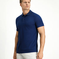 Orta Lacivert Slim Fit Dar Kesim Nakışlı Pamuklu Polo Yaka Tişört