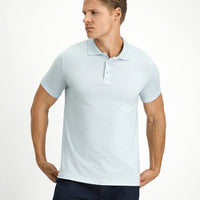 Açık Mavi Slim Fit Dar Kesim Nakışlı Pamuklu Polo Yaka Tişört