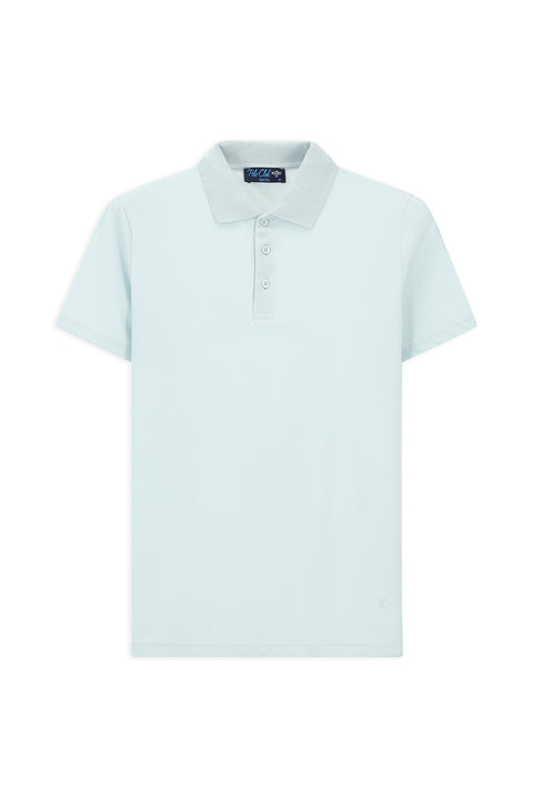 Açık Mavi Slim Fit Dar Kesim Nakışlı Pamuklu Polo Yaka Tişört