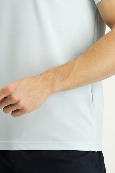 Açık Mavi Slim Fit Dar Kesim Nakışlı Pamuklu Polo Yaka Tişört