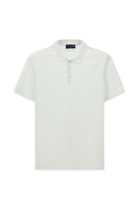 Beyaz Slim Fit Dar Kesim Nakışlı Pamuklu Polo Yaka Tişört