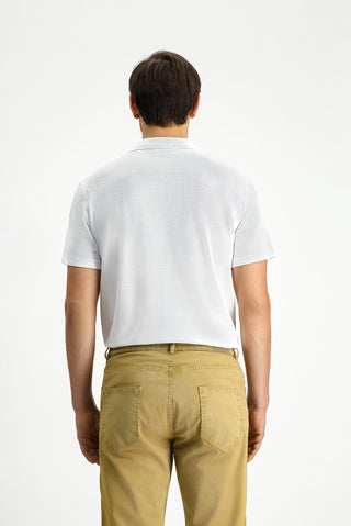  Beyaz Slim Fit Dar Kesim Nak??l? Pamuklu Polo Yaka Ti?ört-Ki??l?