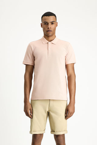  Toz Pembe Polo Yaka Slim Fit Dar Kesim Nakışlı Pamuk Tişört