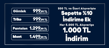 Sepette 500 TL Üzeri %10 İndirime Ek Her 5.000 TL'de 1.000 TL İndirim