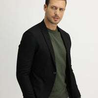 Siyah Super Slim Fit Ekstra Dar Kesim Fit Spor Ceket