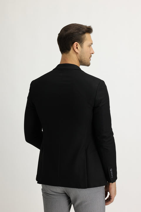 Siyah 7 Drop Super Slim Fit Eksra Dar Kesim Fit Spor Ceket