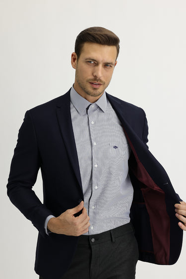 Koyu Lacivert Super Slim Fit Ekstra Dar Kesim Fit Spor Ceket