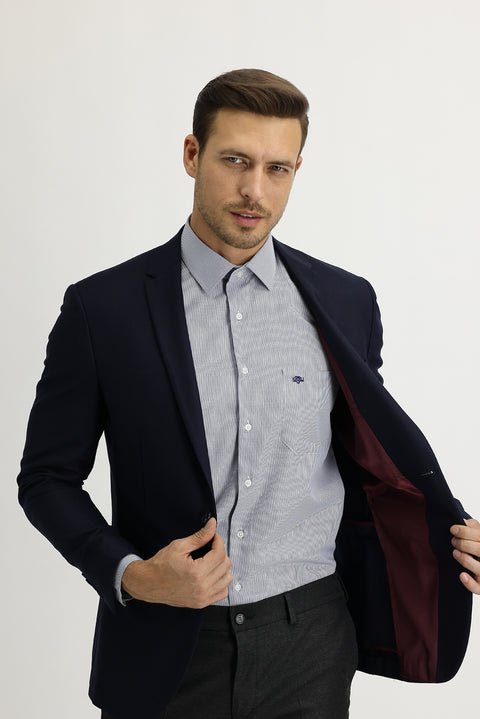 Koyu Lacivert 7 Drop Super Slim Fit Eksra Dar Kesim Fit Spor Ceket
