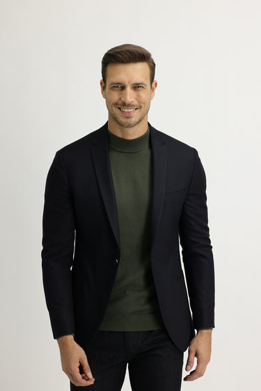 Siyah Lacivert Super Slim Fit Ekstra Dar Kesim Fit Spor Ceket