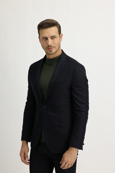 Siyah Lacivert Super Slim Fit Ekstra Dar Kesim Spor Ceket