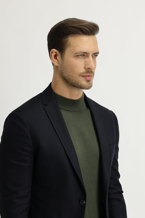 Siyah Lacivert 7 Drop Super Slim Fit Eksra Dar Kesim Astarsız Spor Ceket