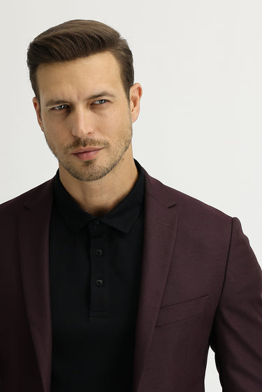 Koyu Bordo Super Slim Fit Ekstra Dar Kesim Spor Ceket