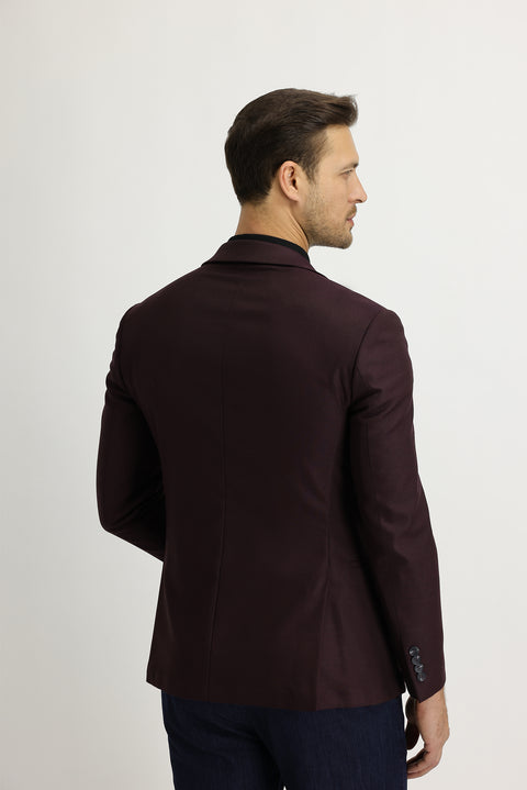 Koyu Bordo 7 Drop Super Slim Fit Eksra Dar Kesim Spor Ceket