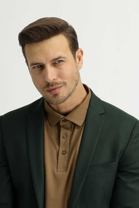 Koyu Yeşil 7 Drop Super Slim Fit Eksra Dar Kesim Spor Ceket