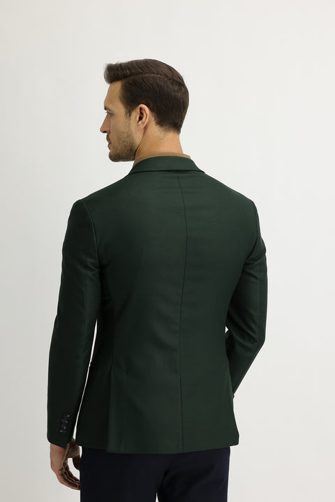 Koyu Yeşil 7 Drop Super Slim Fit Eksra Dar Kesim Astarsız Spor Ceket